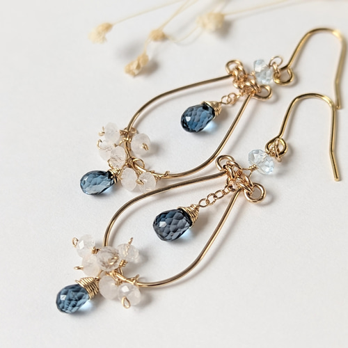 ブルートパーズのシャンデリアピアス 楽天市場】18金 シャンデリアピアス ブルートパーズ ピアス