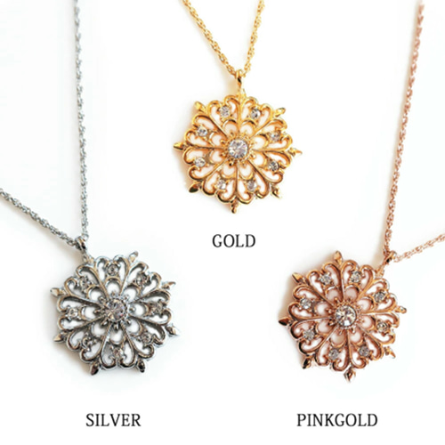 人気商品】ネックレス フラワー 透かしアラベスクサークル