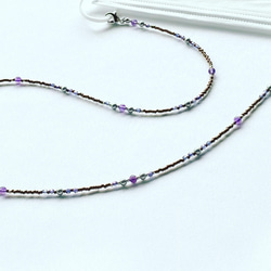 秋色紫❇︎アメジストとグラスビーズのマスクストラップ／ネックレス