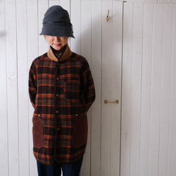 reversible wool coat * beige & orange check * 第13張的照片