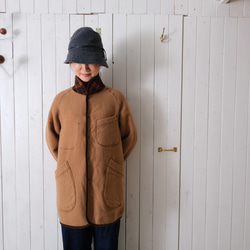 reversible wool coat * beige & orange check * 第10張的照片