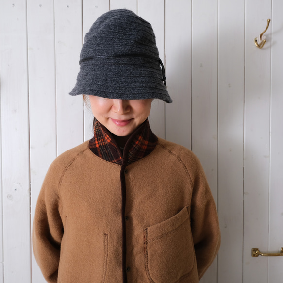 reversible wool coat * beige & orange check * 第11張的照片