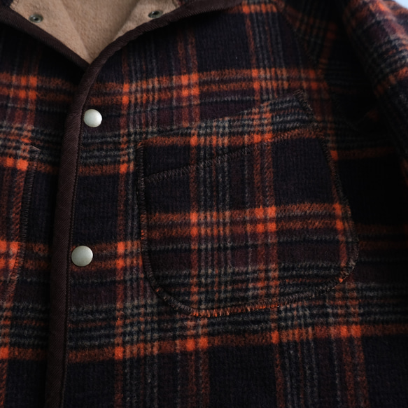 reversible wool coat * beige & orange check * 第15張的照片