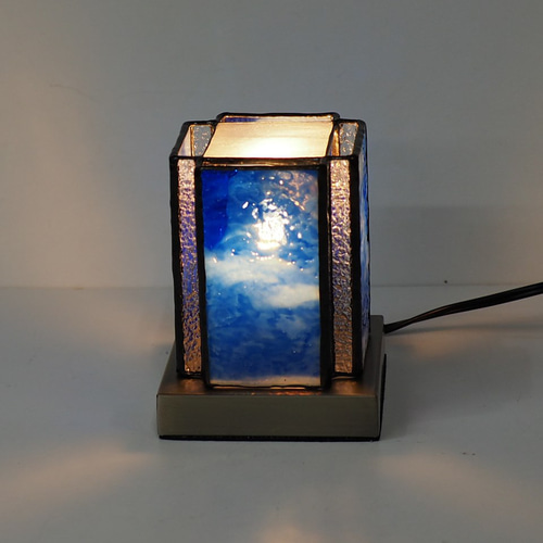 ステンドグラスミニランプ　行灯(あんどん) ミニ行燈薄緑【インテリア 電気 照明 ランプ あんどん オパールセント