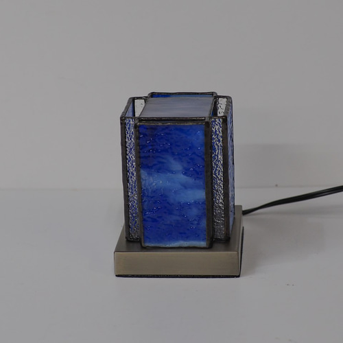 ミニあんどんランプ・青 ステンドグラスランプ インテリア雑貨・生活