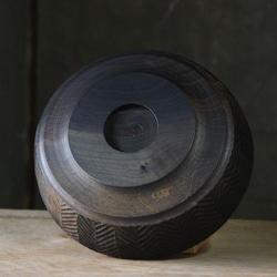 wooden bowl 22cm　彫刻模様のウッドボウル 4枚目の画像