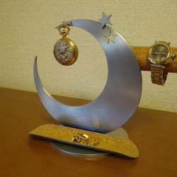 クリスマスプレゼント　アクセサリースタンド　三日月インテリア腕時計、懐中時計スタンドロングトレイ 6枚目の画像