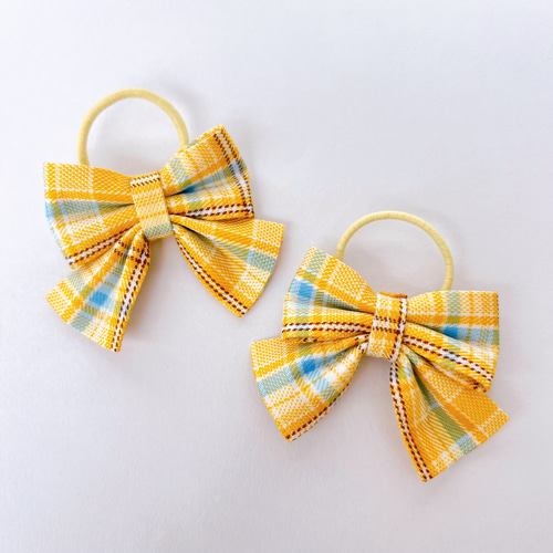 ヘアゴム】制服りぼんゴム チェック柄 学生 JK 制服のりぼんのような