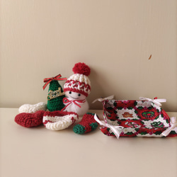 手編みのニット帽をかぶった雪だるまクリスマスセット 5枚目の画像
