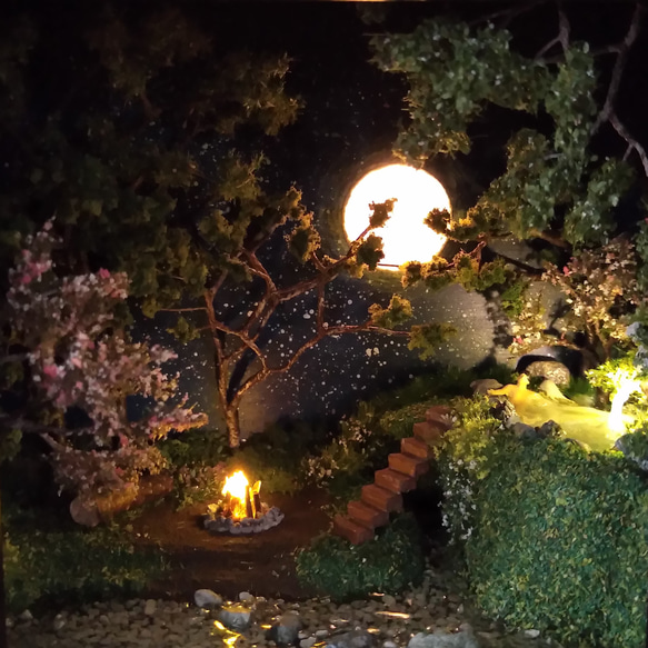 秘密基地 ～月を楽しむ秘湯～◆ジオラマ・アート◆1点物 照明オブジェ◆おしゃれインテリア 立体・オブジェ 樹脂・レジン ZY2857732756(21828円)