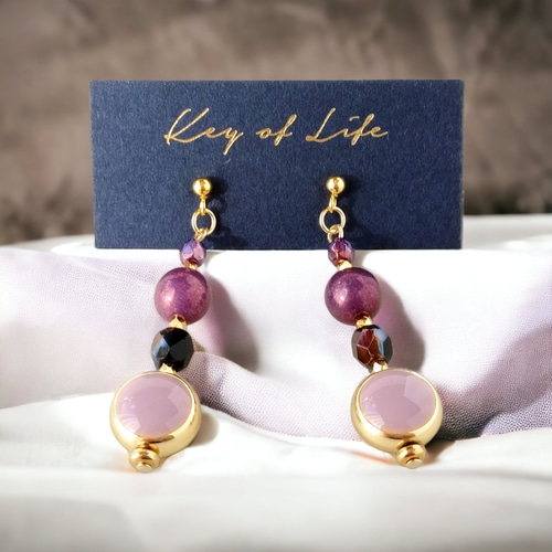 Key of Life▶︎小ぶりで可愛い☆パープル ピアス/イヤリング（金属