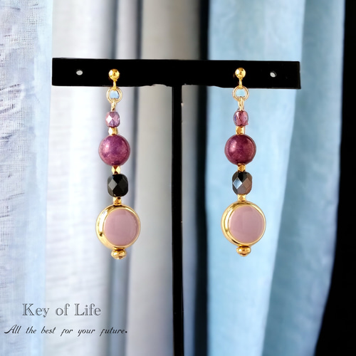 Key of Life▶︎上品パープル チェコビーズ サージカルステンレス