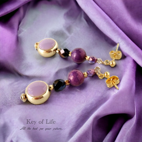 Key of Life▶︎小ぶりで可愛い☆パープル ピアス/イヤリング（金属