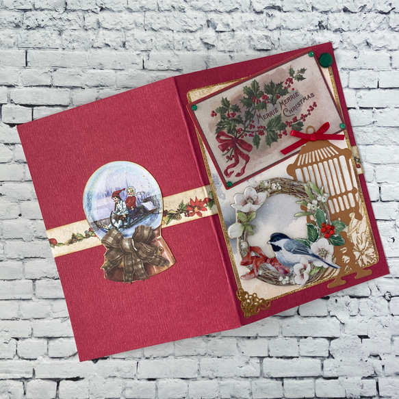 コラージュ アンティークな海外ペーパーのクリスマスカード【Merrie Merrie Christmas】 3枚目の画像