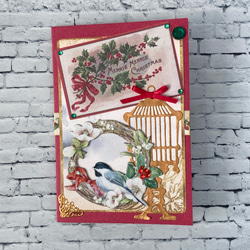 コラージュ アンティークな海外ペーパーのクリスマスカード【Merrie Merrie Christmas】 1枚目の画像