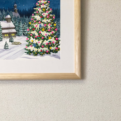 「星降るクリスマス」透明水彩画　原画　風景画　額縁付　F4サイズ 5枚目の画像
