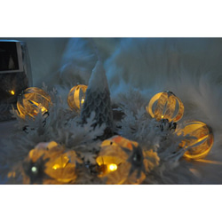 クリスマスリース＆ツリーキャンドル　LEDライト　３点セット　ストライプシルバー 8枚目の画像