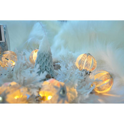 クリスマスリース＆ツリーキャンドル　LEDライト　３点セット　ストライプシルバー 7枚目の画像