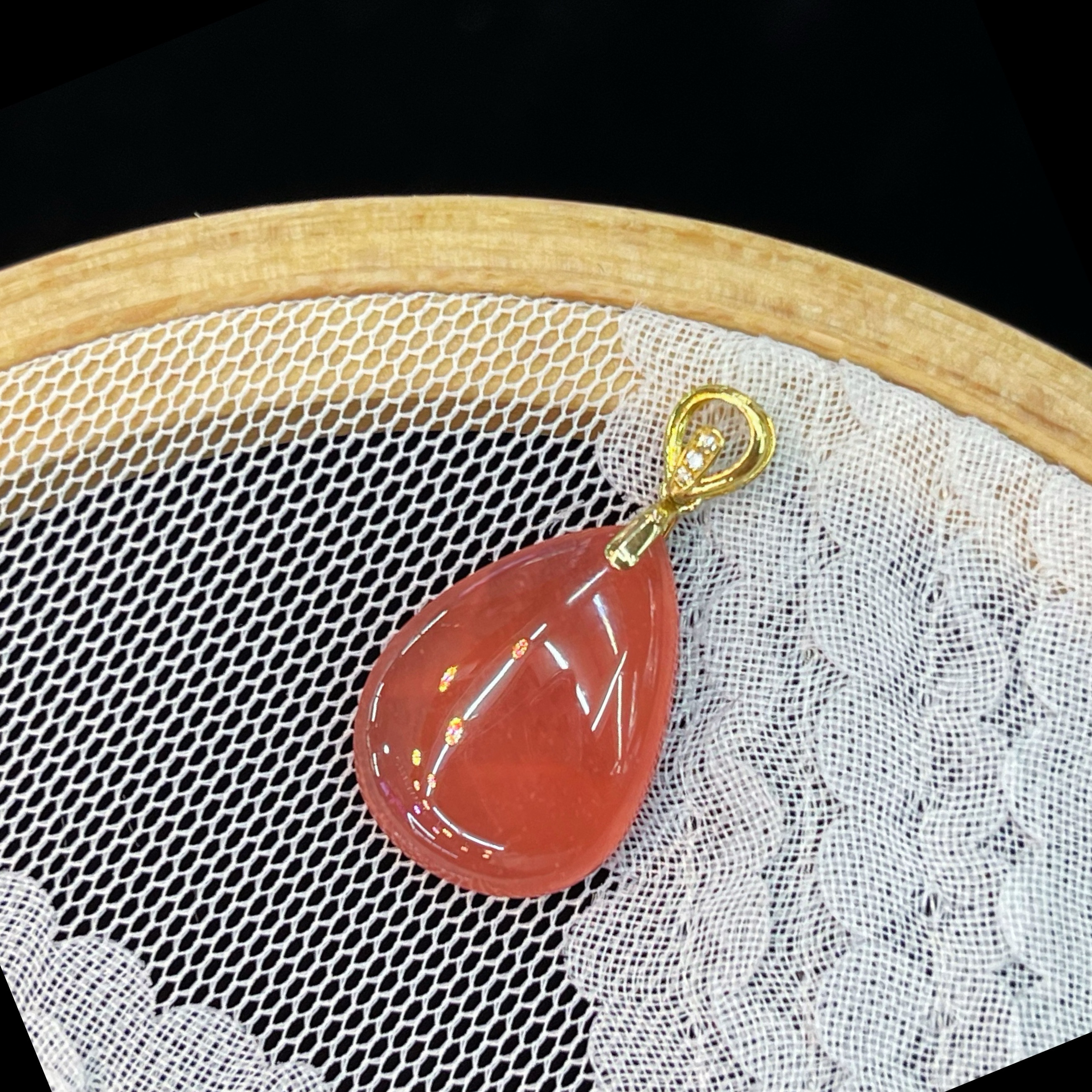 No721 天然無処理　氷種　インカローズ  ダイヤモンドペンダント k18