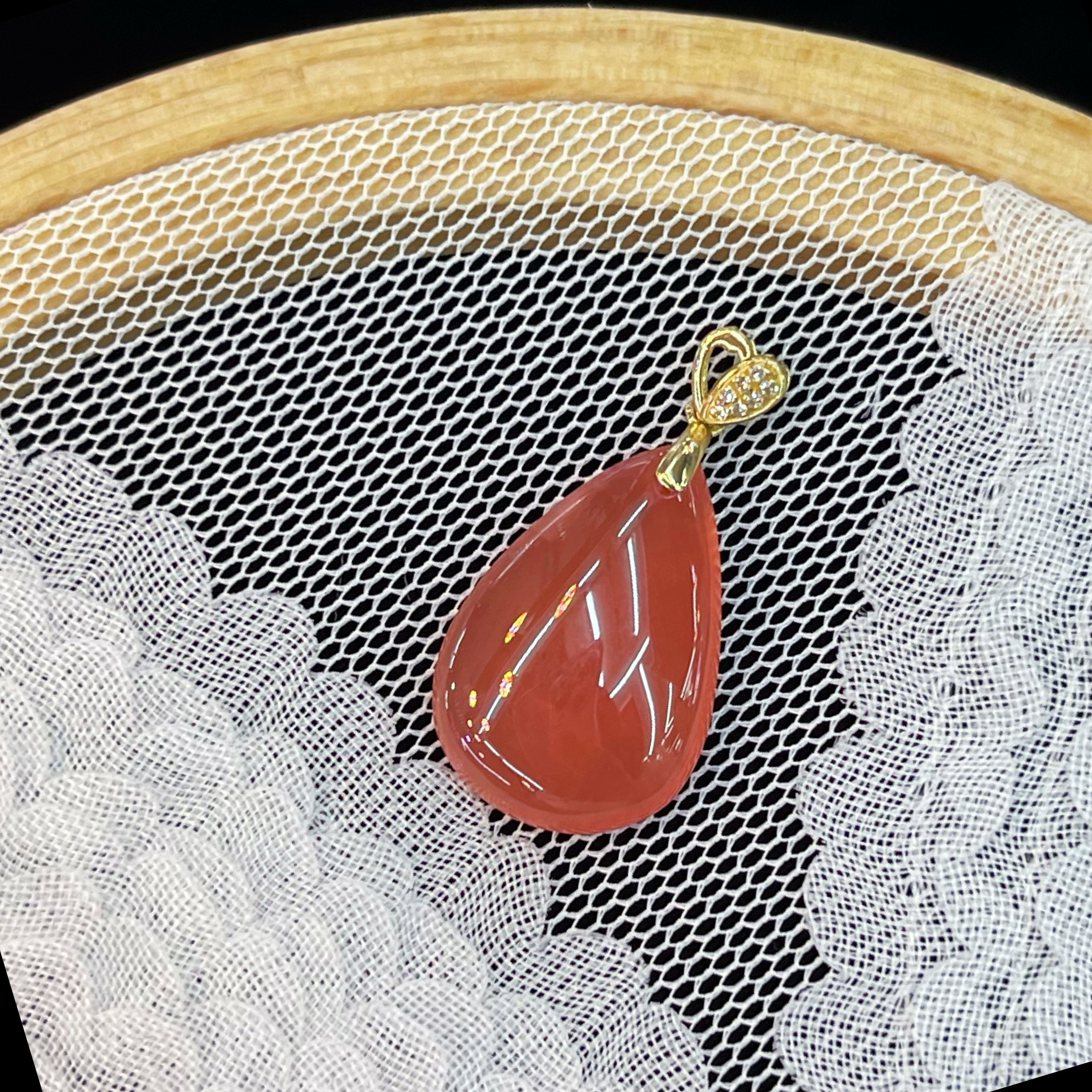 No722 天然無処理　氷種　インカローズ  ダイヤモンドペンダント k18