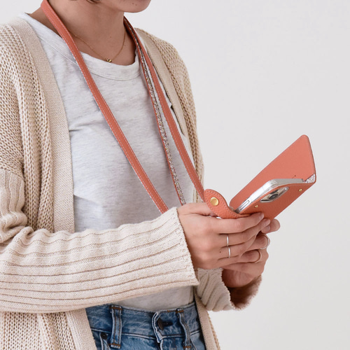 名入れ スマホケース ショルダー 手帳型 本革 ほぼ全機種対応