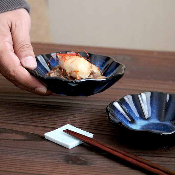 小石原焼 小石原焼き 藍釉 鉄釉掛分 菊皿 丸皿 小皿 12.0cm 選べるカラー2色 秀山窯 日本製 陶器 器 NHK 4枚目の画像