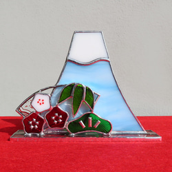 ピーちゃんステンドグラス　日月富士 ステンドグラス 富士山 松 竹 梅 お正月 Ⅱ その他インテリア雑貨 pi