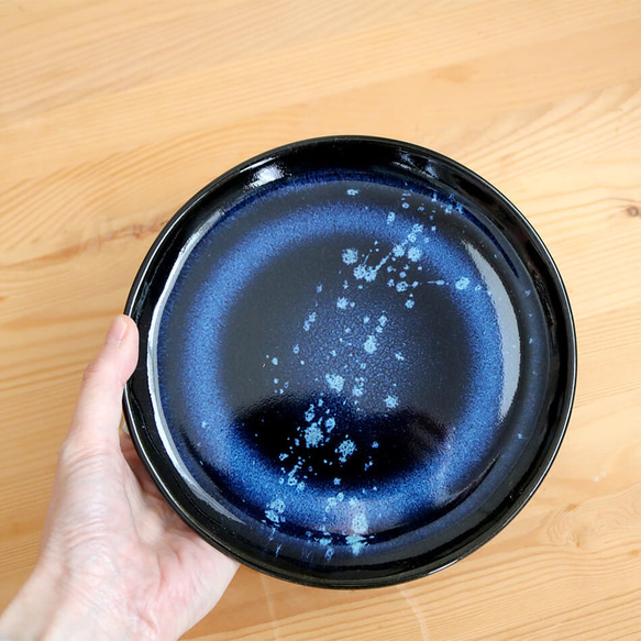 小石原燒 小石原燒 靛藍釉 6 吋盤子 平板 1 盤 空間圖案 麵食盤 秀山窯 陶瓷器皿 NHK 第6張的照片