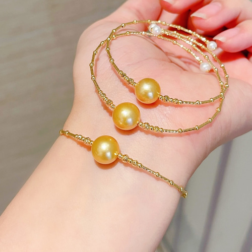 ▽ 【高級】淡水真珠淡水パール弾力バングルk18