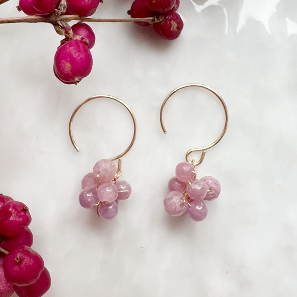 シンフォリカルポス ワインレッド 14KGF ルビー ピアス ピアス（フック  