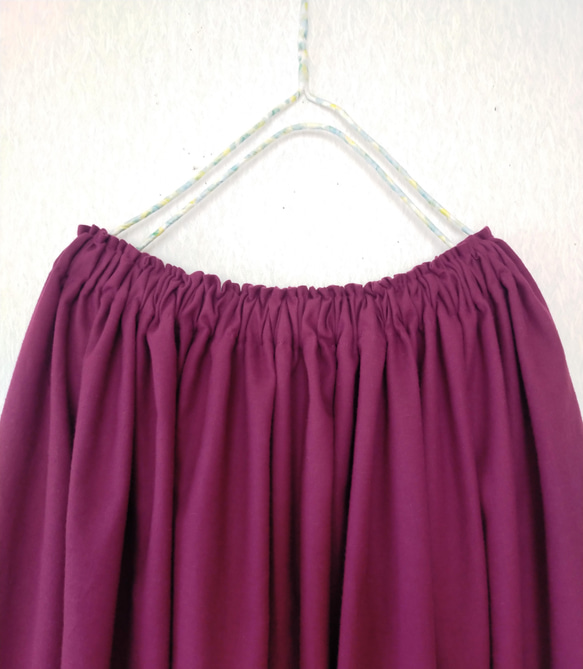 cottonビエラ ギャザースカート ✦ made in japan ✦ パープル 3枚目の画像