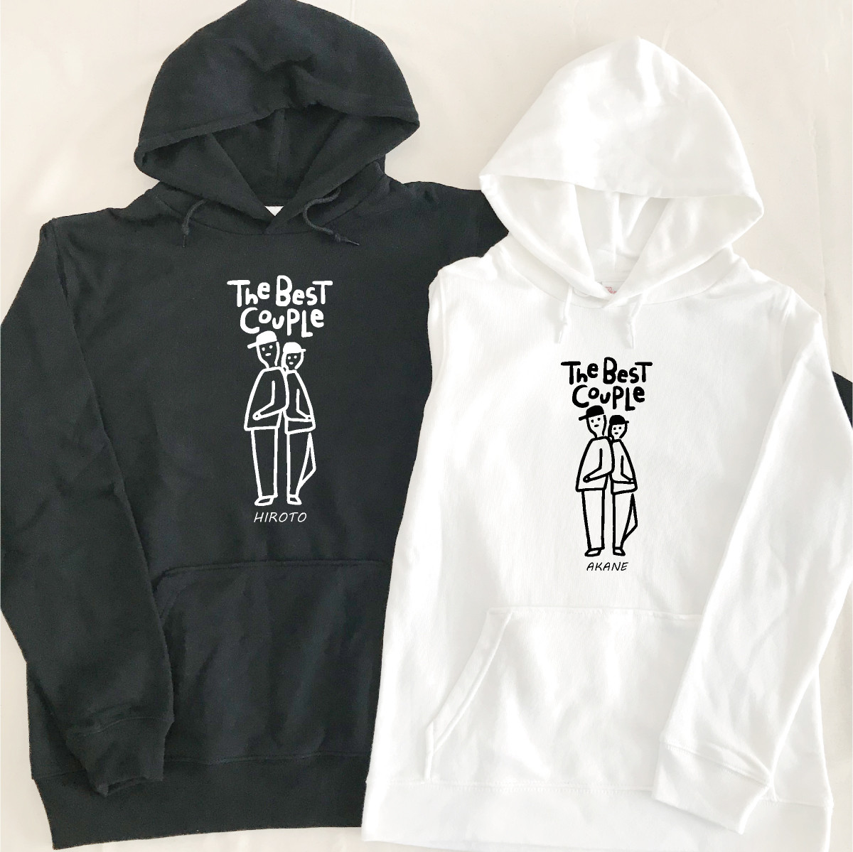 2枚セット【名前可】ベストカップルパーカー　ペアルック　結婚祝いにお薦め
