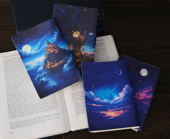 満月と天空にそびえ立つ城 ブックカバー・手帳カバー（A6）ほぼ日手帳カバー 文庫本 9枚目の画像
