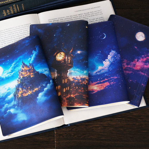 満月と天空にそびえ立つ城 ブックカバー・手帳カバー（A6）ほぼ日手帳