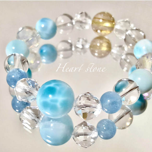 癒しの波模様！ ラリマー 2-7x9-14mm ミニタンブル ブレスレット