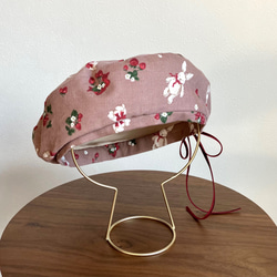 サイドリボン　うさぎと苺のコーデュロイベレー帽（ブラウン）　ベビー・キッズ 6枚目の画像