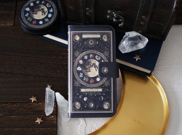 架空の洋書 "誕生石の図鑑" 〜MOON STONE〜 手帳型スマホケース iPhoneケース 全機種対応 14枚目の画像