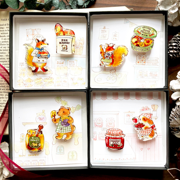 Animal's shop -Christmas Coffret-｜クリスマスコフレ【動物のお店屋さんブローチ】 1枚目の画像