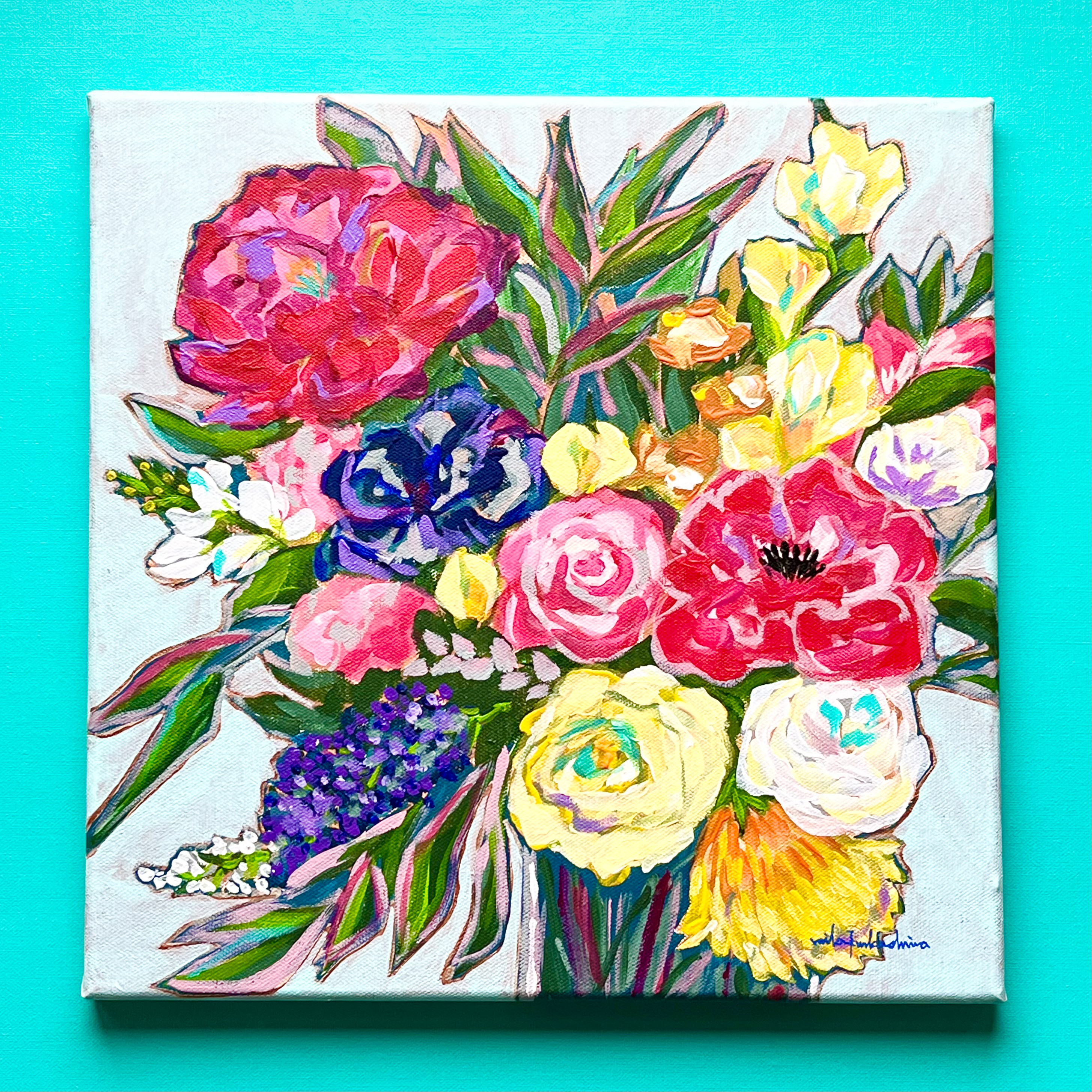ありのままの輝き 】33.3×33.3cm 花 花束 絵画 waveflow 通販
