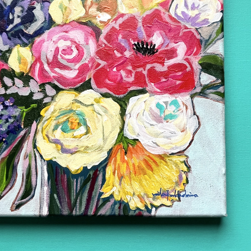 花束の絵 フラワーブーケ140x200cm タッチドピクチャー ｜【KARE】ドイツ