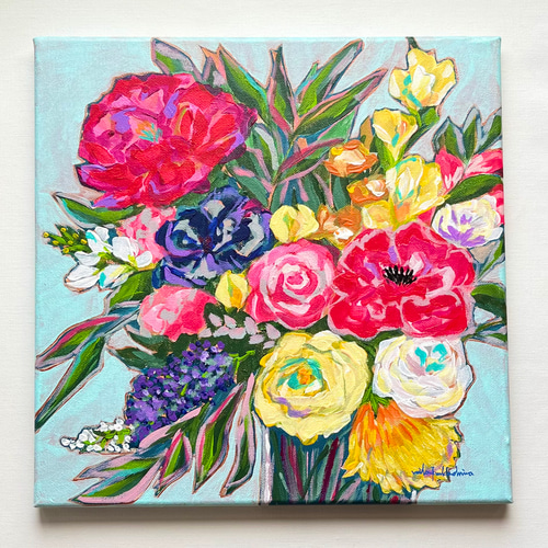 ありのままの輝き 】33.3×33.3cm 花 花束 絵画 waveflow 通販 16859462