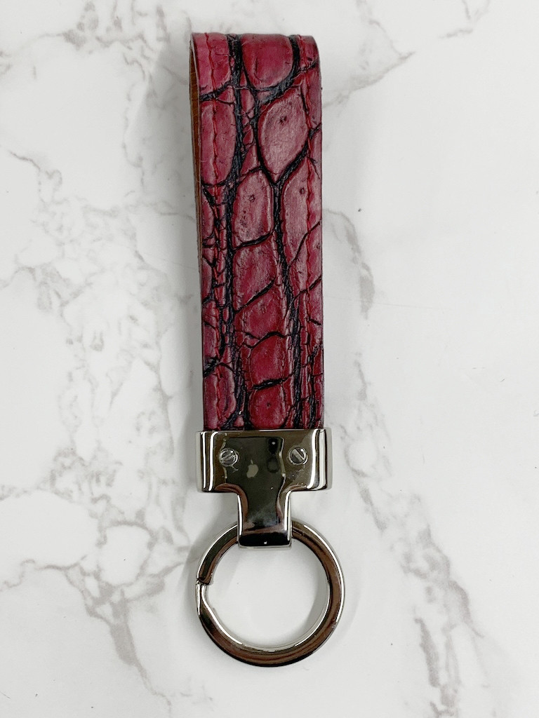 日本製　クロコダイル　マット仕上げ　キーホルダー　エキゾチックレザー