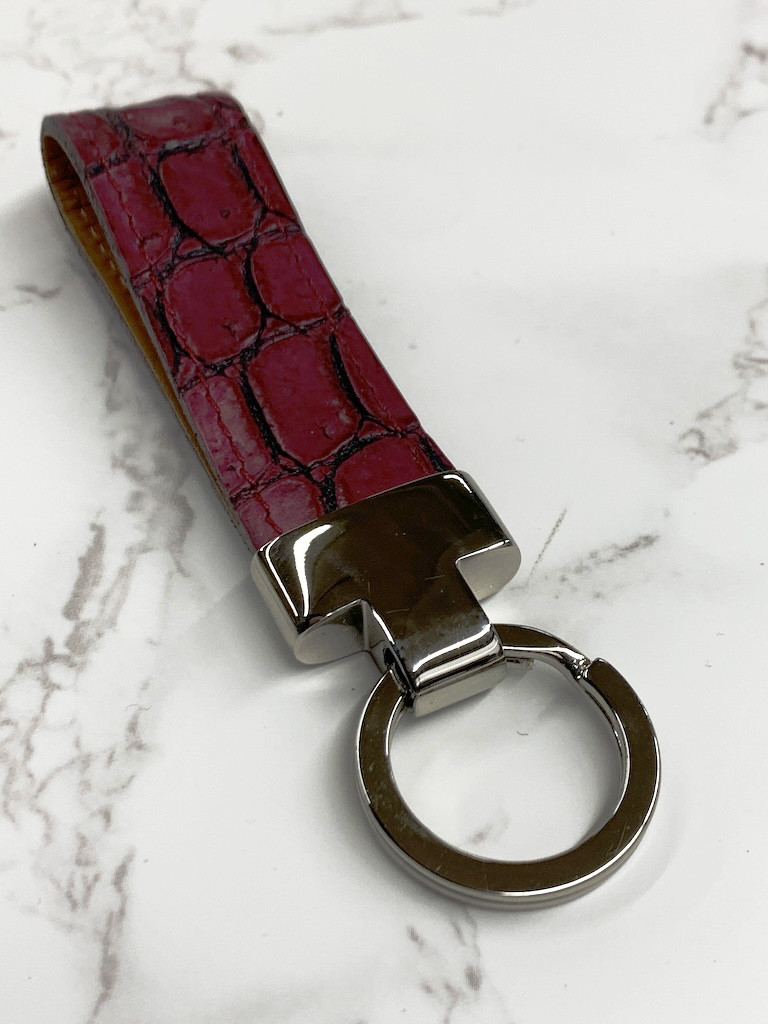 日本製　クロコダイル　マット仕上げ　キーホルダー　エキゾチックレザー