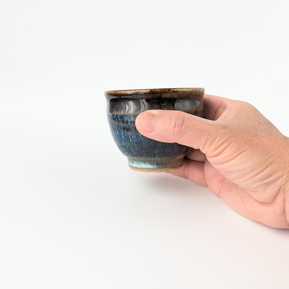 ディープブルーの番茶碗5客セット　【手仕事　民藝　和　陶器】 2枚目の画像