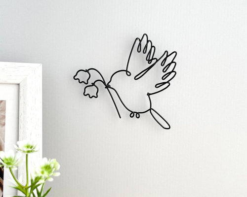 ワイヤーアート　ワイヤークラフト  花と鳥 花と小鳥（フラワーリース）ワイヤーアート ワイヤークラフト 半