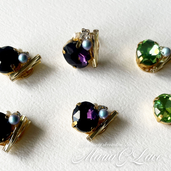 Bijou party pierced earrings イヤリング変更可 シリコン ポストピアス レジン パール 1枚目の画像