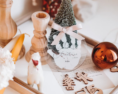 発送前にサンプル作成で安心】手形 クリアオーナメント Merry