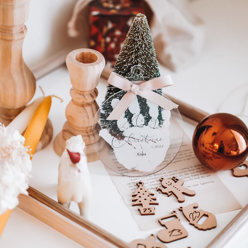 発送前にサンプル作成で安心】手形 クリアオーナメント Merry