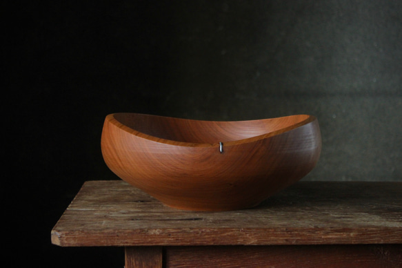 wooden bowl 26cm ヤマザクラのウッドボウル 店舗什器に 3枚目の画像