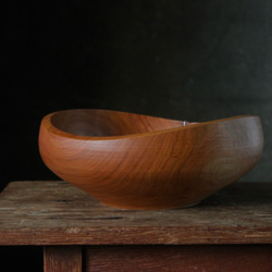 wooden bowl 26cm ヤマザクラのウッドボウル 店舗什器に 2枚目の画像